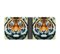 Slim Wallet Compact Bifold Wallet Little Fat Tiger Head Leather Wallets，Minimalist Wallets for Men with Credit Card Holder Leather Coin Slot ID Window Unisex