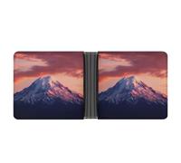 Slim Wallet Compact Bifold Wallet Mount at Sunset Leather Wallets，Minimalist Wallets for Men with Credit Card Holder Leather Coin Slot ID Window Unisex