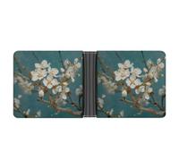 Slim Wallet Compact Bifold Wallet Pale White Flowers Leather Wallets,Minimalist Wallets for Men with Credit Card Holder Leather Coin Slot ID Window Unisex