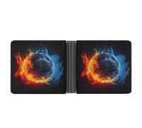 Slim Wallet Compact Bifold Wallet Pucks and Fire Leather Wallets,Minimalist Wallets for Men with Credit Card Holder Leather Coin Slot ID Window Unisex