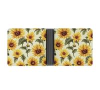 Slim Wallet Compact Bifold Wallet Summer Sunflower Leather Wallets,Minimalist Wallets for Men with Credit Card Holder Leather Coin Slot ID Window Unisex