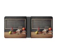 Slim Wallet Compact Bifold Wallet Teacher Classroom Chalkboard Leather Wallets,Minimalist Wallets for Men with Credit Card Holder Leather Coin Slot ID Window Unisex