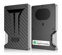 Slim Wallet for Men, Air Wallet Build in Airtag Chip, Smart Wallet Compatible with Apple Find My iOS Only, Minimalist Front Pocket Wallet RFID-Blocking Card Holder with Money Clip, Carbon fiber-B, 3.3