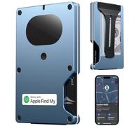 Slim Wallet for Men, Air Wallet Build in Airtag Chip, Smart Wallet Compatible with Apple Find My iOS Only, Minimalist Front Pocket Wallet RFID-Blocking Card Holder with Money Clip, Blue