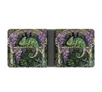 Slim Wallet for Men Chameleon Wisteria Vine Bifold Wallets Front Pocket Credit Card Holder Leather Money Clip