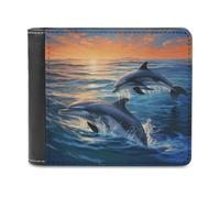 Slim Wallet for Men,Dolphins in The Sea Print Men Wallet,card Wallet,Men's Bifold Wallets,front Pocket Wallets for Men, style, One Size, Modern