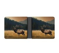 Slim Wallet for Men,Elk in The Meadow Print Men Wallet,card Wallet,men’s Bifold Wallets,front Pocket Wallets for Men, style, One Size, Modern