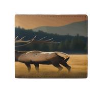 Slim Wallet for Men,Elk in The Meadow Print Men Wallet,card Wallet,Men's Bifold Wallets,front Pocket Wallets for Men, style, One Size, Modern