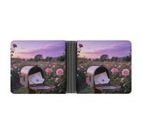 Slim Wallet for Men Letters in Rose Garden Bifold Wallets Front Pocket Credit Card Holder Leather Money Clip
