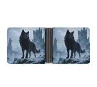 Slim Wallet for Men Wolf in The Snow Bifold Wallets Front Pocket Credit Card Holder Leather Money Clip