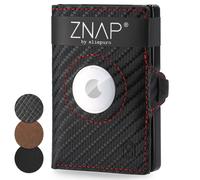 ZNAP Airtag Wallet Made of Premium Leather | Men's Credit Card Case | Wallet Men Small | RFID Blocking & Slim Wallet I Card Case, Air tag Wallet Men - 12 Card Slots,Carbon Racing