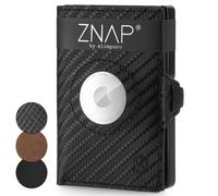 Slim Wallet Men Women Purse Small Leather Airtag 12 Cards RFID Coin Pocket Black