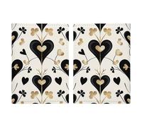 Slim Wallet Passport Holder Black Pattern Heart Printed Card Holder Passport Cove Leather Wallet Travel Document Organizer