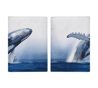Slim Wallet Passport Holder Blue Whale Printed Card Holder Passport Cove Leather Wallet Travel Document Organizer