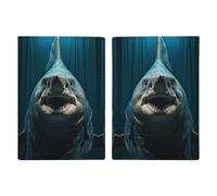Slim Wallet Passport Holder Shark Opens Its Mouth Printed Card Holder Passport Cove Leather Wallet Travel Document Organizer, style, 20.3x13.8cm, Casual