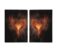 Slim Wallet Passport Holder Show A Heart on Fire Printed Card Holder Passport Cove Leather Wallet Travel Document Organizer, style, 20.3x13.8cm, Casual