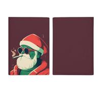 Slim Wallet Passport Holder Smoking Santa Claus Printed Card Holder Passport Cove Leather Wallet Travel Document Organizer, style, 20.3x13.8cm, Casual