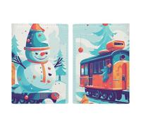 Slim Wallet Passport Holder Snowman Sitting on The Train Printed Card Holder Passport Cove Leather Wallet Travel Document Organizer, style, 20.3x13.8cm, Casual
