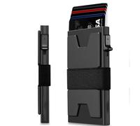 Slim Wallet, RFID Blocking Minimalist Credit Card Holder, Wallets for Men UK, Quick Card Acces,Minimalist Metal Wallet with Cash Band, Aluminum Wallets with Gift Box