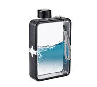 Slim Water Bottle A5, Flat Water Bottle for Handbag Slim A5 Portable Clear for Travel Gym Supply 380ML Black for Outdoors