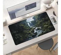Slim Waterfall Cliff Desk Mat for Keyboard and Mouse 24x12 Inch Gaming Mouse Pad Protector Non-Slip Rubber Base Portable Deskpad for Office/Gaming/Remote Work Desktop Accessories Decor