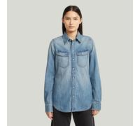 Slim Western Shirt - Medium blue - Women L