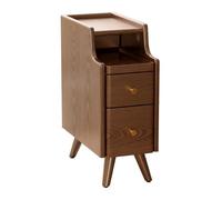 Slim White Nightstand with Drawers - Modern Solid Wood Bedside Table Narrow Tall Compact End Table for Bedroom 40cm Stylish Chest Cabinet.