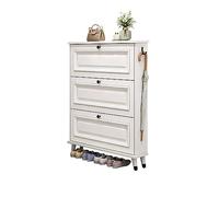Slim White Shoe Rack with Adjustable Compartments Narrow Metal Shoe Cabinet for Hallway & Entrance Space-Saving Design with Anti-Tip Feature (50x24x120 cm)