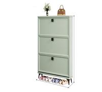 Slim Wood Shoe Cabinet Entryway nizer with Adjustable Shelves Open Storage Tipping Bucket Shoe Holder Multi-Size and Color Options (Green 19.7in)