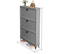 Slim Wood Shoe Cabinet Entryway Organizer with Open Storage Adjustable Shelves Tipping Bucket Design Multiple Sizes & Colors Available (Gray 39.4in)