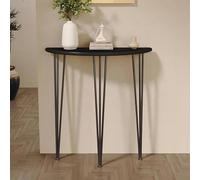 Slim Wooden Console Table with Metal Legs, Half Moon Design for Living Room, Entryway, Behind Sofa