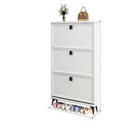Slim Wooden Shoe Rack Adjustable Shelves Entryway Storage Various Sizes & Colors Shoe Furniture (White 50cm Double Bed) Perfect for Home & Office