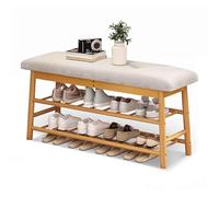 Slim Wooden Shoe Rack nizer with Storage Entryway Bamboo Ottoman Bench & Changing Stool Narrow Shoe Cabinet for Closet 70x27x44cm - Space-Saving Solution