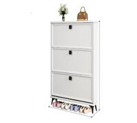 Slim Wooden Shoe Rack Open Storage Entryway with Adjustable Shelves Various Sizes & Colors (White Twin Bed 50 cm) - Ideal for Home & Entryway nization