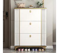 Slim Wooden Shoe Rack Storage Cabinet with 3 Flip Drawers Free Standing for Entryway Hallway Bedroom - Space-Saving Shoe Storage (60x24x120cm)