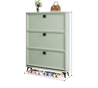 Slim Wooden Shoe Rack with Adjustable Shelves Open Storage Design Various Sizes & Color Options (Green 100 cm) - Ideal for Home & Entryway nization.