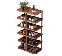 Slim Wooden Shoe Storage Cabinet - Narrow 6/7/8 Tier Shoe Rack for Entryway Hallway & Foyer - Freestanding Slimline for Small Spaces