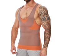 SLIMBELLE Compression Shirt Mens Slimming Vest Body Shaper Cross Color Seamless Undershirts Tank Tops for Men