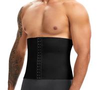 SLIMBELLE Waist Trainer Abdominal Binder Stomach Flattener Band Belly Fat Burner for Men Women with 3 Adjustable Rows Hook Black