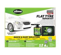 Slime 50138-51 Flat Tyre Puncture Repair, Smart Repair Plus, Emergency Kit for Car Tyres, Includes Sealant and Tyre Inflator Pump, Suitable for Cars and Other Highway Vehicles, 12 Min Fix