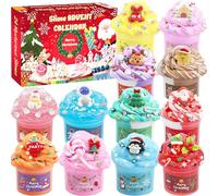 Slime Advent Calendar 2025, 24-Day Countdown to Christmas Surprise Christmas Party Gifts, Textured and Fluffy Slime Kits, C hristmas Toys Suitable for Boys and Girls Aged 3 to 12 (red)