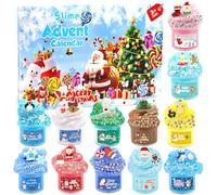 Slime Advent Calendar 2025, Christmas Advent Calendar Butter Slime Crystal Slime Snow Slime DIY Making Kit, 24 Days Countdown Calendar Toys Christmas Surprises Toys for Kids Girls Boys
