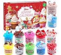 Slime Advent Calendar 2025 - Christmas Countdown Calendars 24 Days of Surprises with Different Texture Fluffy Slime Kit Funny Gifts Toy for Toddler Kids Teens Girls 4 5 6 7 8 9 10 11 12 Year Old
