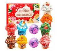 Slime Advent Calendar 2025, Christmas Slime Advent Calendar, 24 Days of Surprises with Different Texture Fluffy Slime Kit Funny Gifts Toy for girls