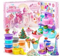 Slime Advent Calendar 2025 for Girls - 24 Days of Slime and Charms Kit - Ice Cream Maker Machine Toy for Kids- Color Dough Advent Calendar with Slime Play Toy & Clay Dough