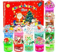 Slime Advent Calendar, 24 Days Christmas Countdown Calendar with Different Texture DIY Slime Making Kit for Boys Girls, Christmas Toys Set Surprise Xmas Gift for Kids