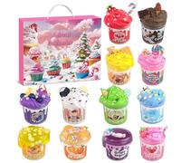 Slime Advent Calendar Christmas Countdown Girls Advent Calendar 24 Days Toy DIY Fluffy Slime Kit Kids Calendars Gift for Toddler Teens 4 5 6 7 8 9 10 11 12 Year Old
