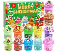 Slime Advent Calendar2025, 24-Day Countdown to Christmas Surprise Christmas Party Gifts, Textured and Fluffy Slime Kits, C hristmas Toys Suitable for Boys and Girls Aged 3 to 12 (green)