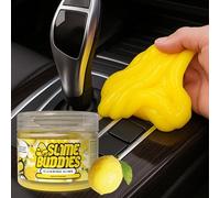 Slime Buddies Cleaning Putty Gel | Car Cleaning Gel for Air Vents & Interiors, Computer, Macbook & Laptop Keyboard Cleaner | Clean Hard to Reach Spaces | Surface Dust Cleaner | Lemon Scent 160g