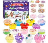Slime Kit Advent Calendar 2025 DIY Crystal Slime Kids for Christmas 24 Days Countdown Surprise Kit, for Party Favors Birthday Gifts, Soft & Non-Sticky with Cute Charms Stress Relief Toy for Kids